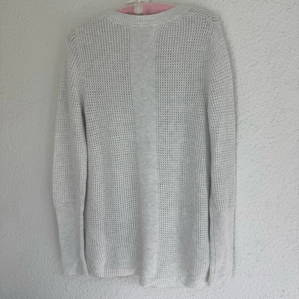 Open weave cotton blend white sweater